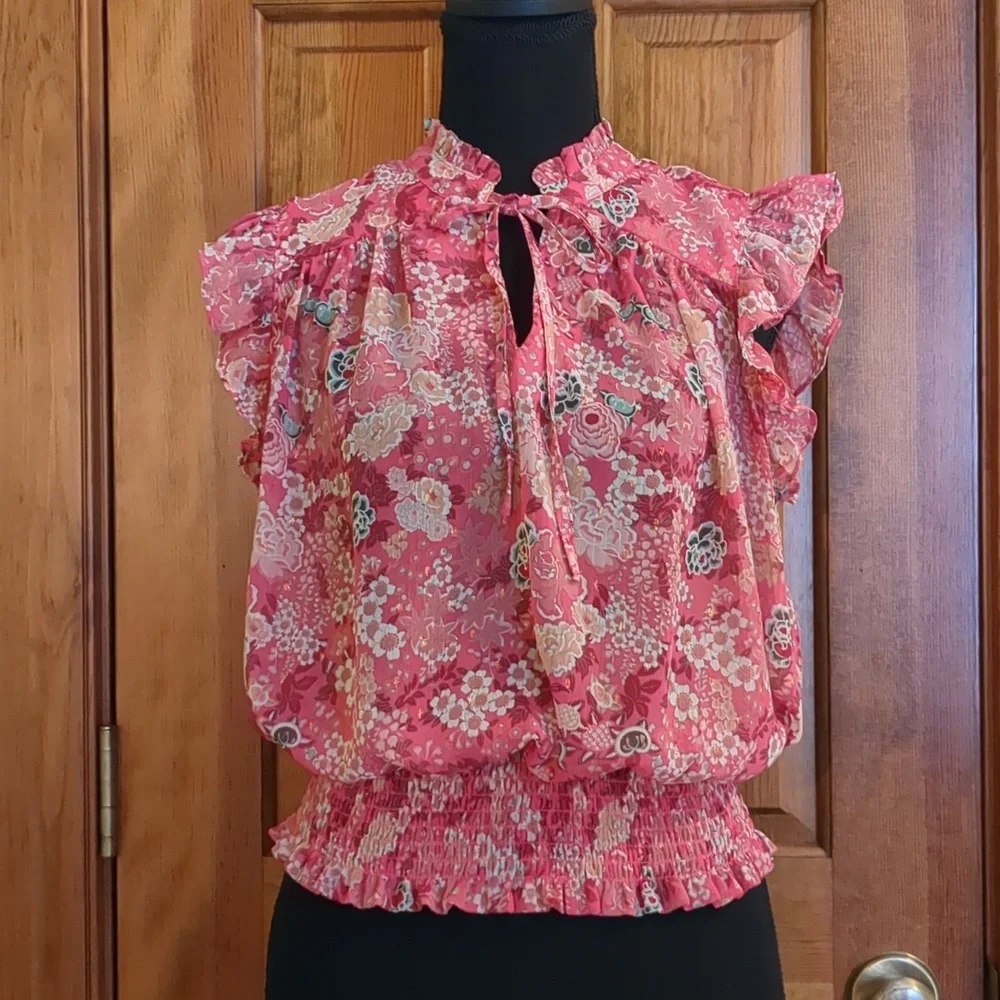 Rachel Zoe Pink Floral Crop Top - Picture 2 of 9